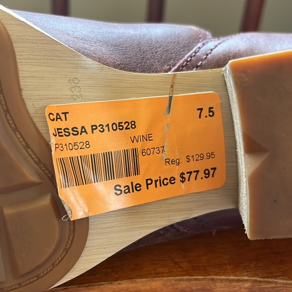 NWOT Caterpillar Jess Leather Wine Bootie Size 7.5 - Picture 7 of 12